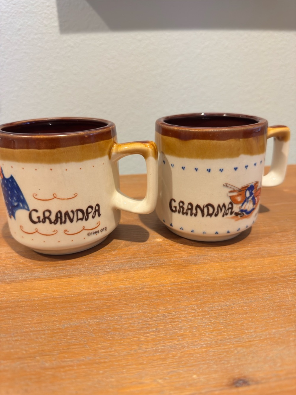 Set of Grandma Grandpa Coffee Cup Vintage 80’s Mugs 1986 OTC Grannycore